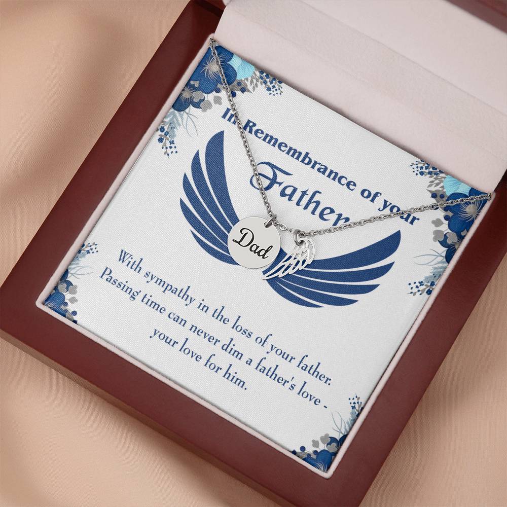 Your Love for Him Remembrance Necklace for Dad Angel Wing Charm Stainless Steel or 18k Gold Finish-Express Your Love Gifts