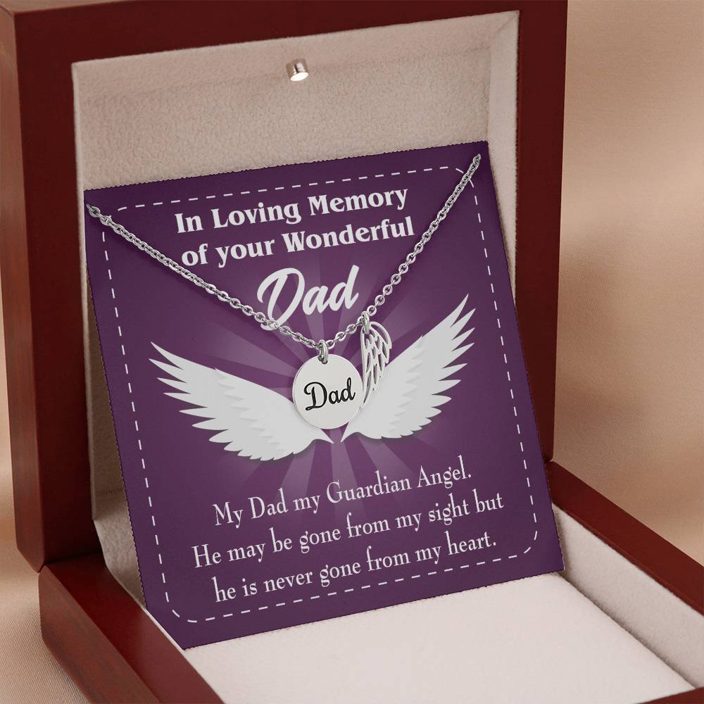 My Dad My Guardian Remembrance Necklace for Dad Angel Wing Charm Stainless Steel or 18k Gold Finish-Express Your Love Gifts