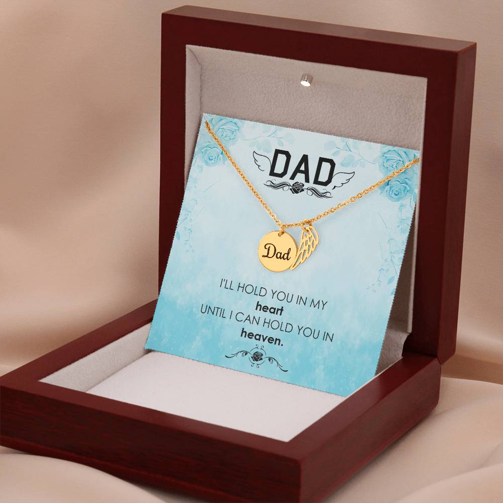 I'll Hold You in Heaven Remembrance Necklace for Dad Angel Wing Charm Stainless Steel or 18k Gold Finish-Express Your Love Gifts
