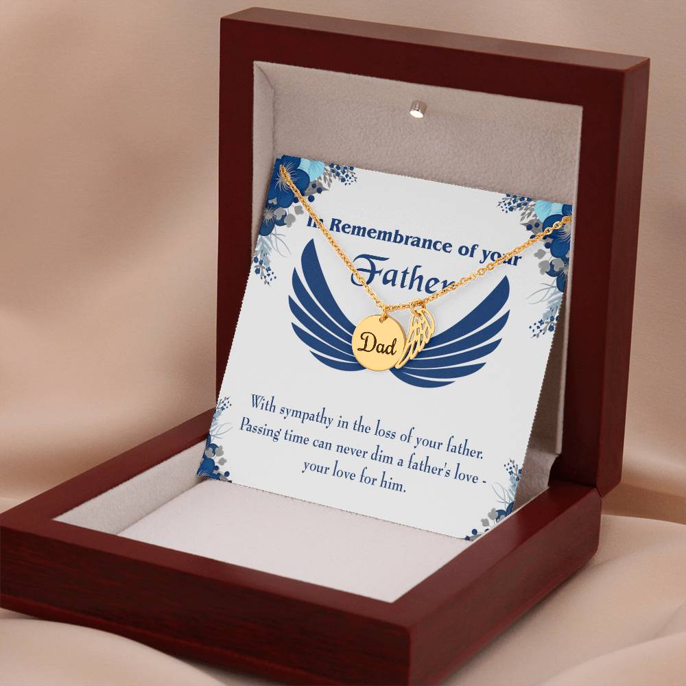 Your Love for Him Remembrance Necklace for Dad Angel Wing Charm Stainless Steel or 18k Gold Finish-Express Your Love Gifts