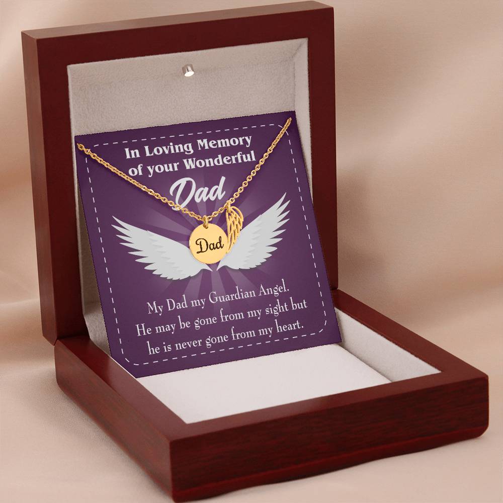 My Dad My Guardian Remembrance Necklace for Dad Angel Wing Charm Stainless Steel or 18k Gold Finish-Express Your Love Gifts