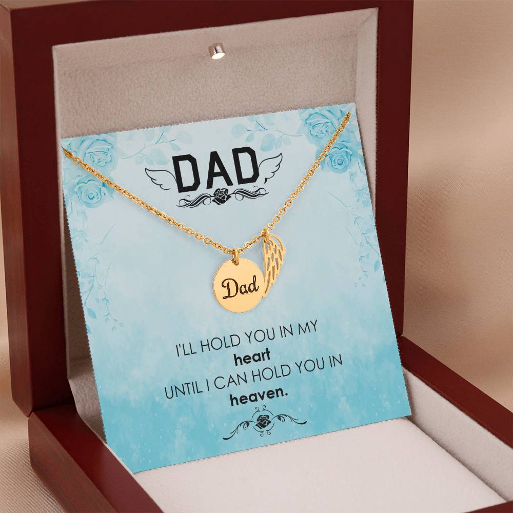 I'll Hold You in Heaven Remembrance Necklace for Dad Angel Wing Charm Stainless Steel or 18k Gold Finish-Express Your Love Gifts