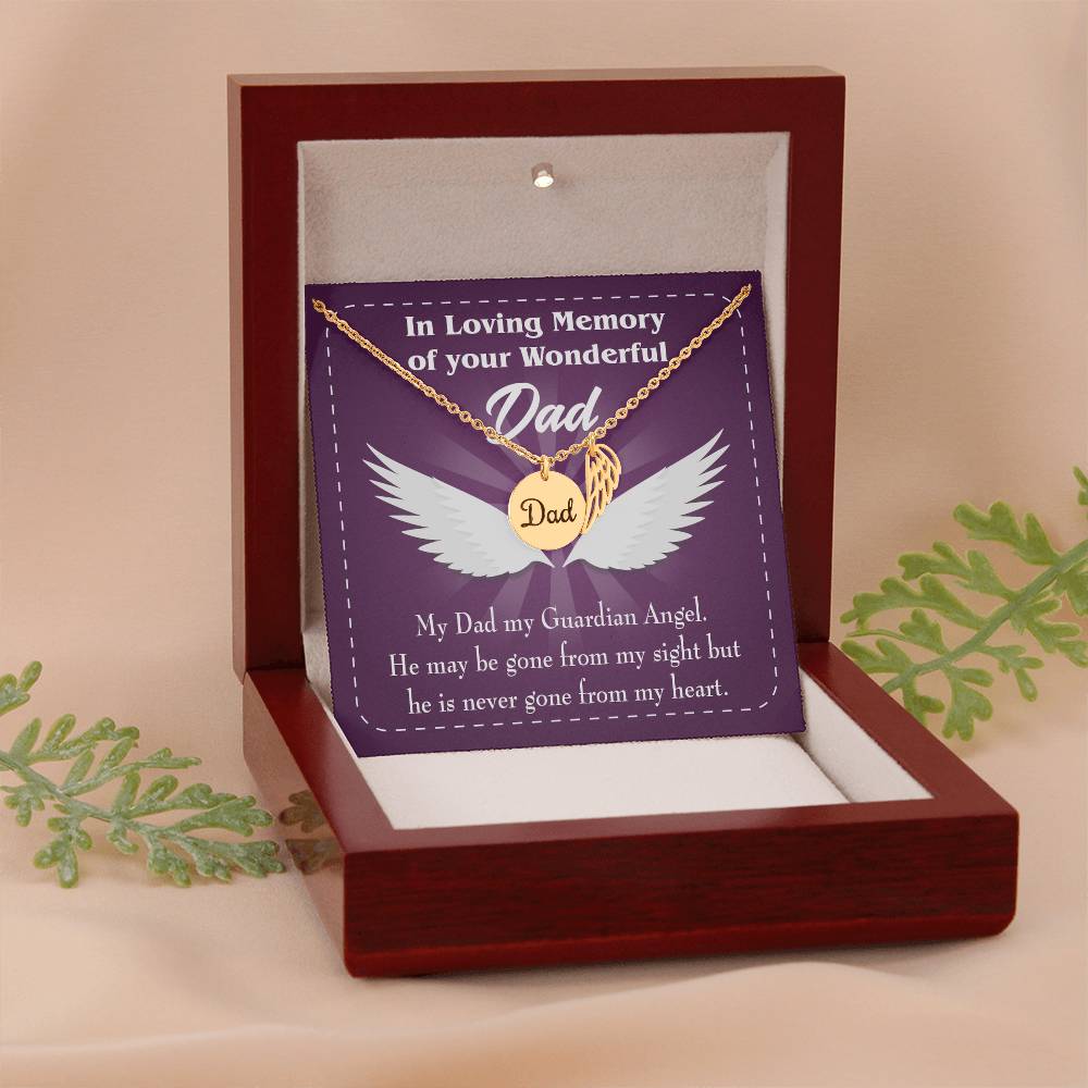 My Dad My Guardian Remembrance Necklace for Dad Angel Wing Charm Stainless Steel or 18k Gold Finish-Express Your Love Gifts