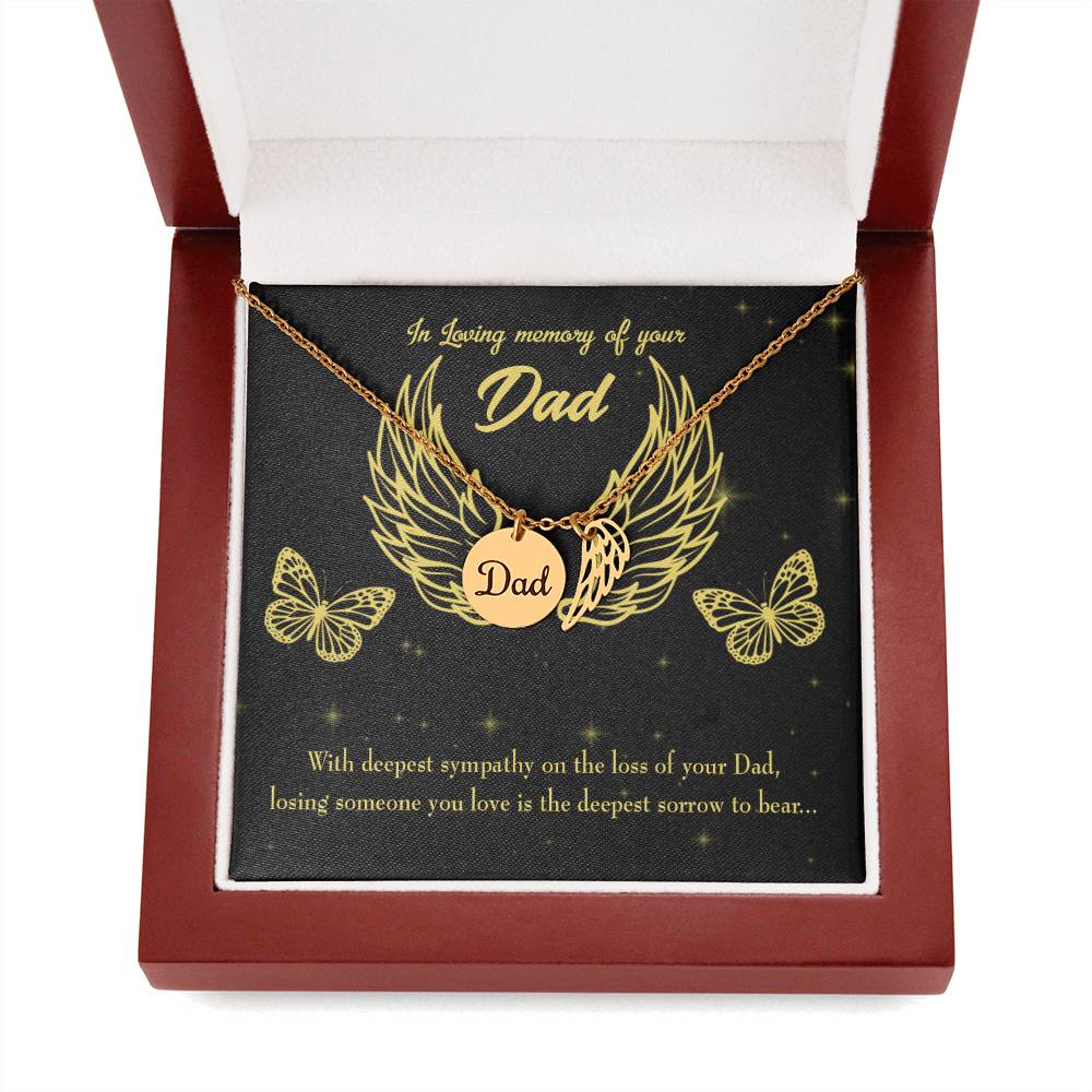 Losing Someone Remembrance Necklace for Dad Angel Wing Charm Stainless Steel or 18k Gold Finish-Express Your Love Gifts