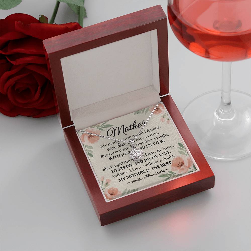To Mom With Just a Smile's View Message Card Eternal Hope Necklace-Express Your Love Gifts