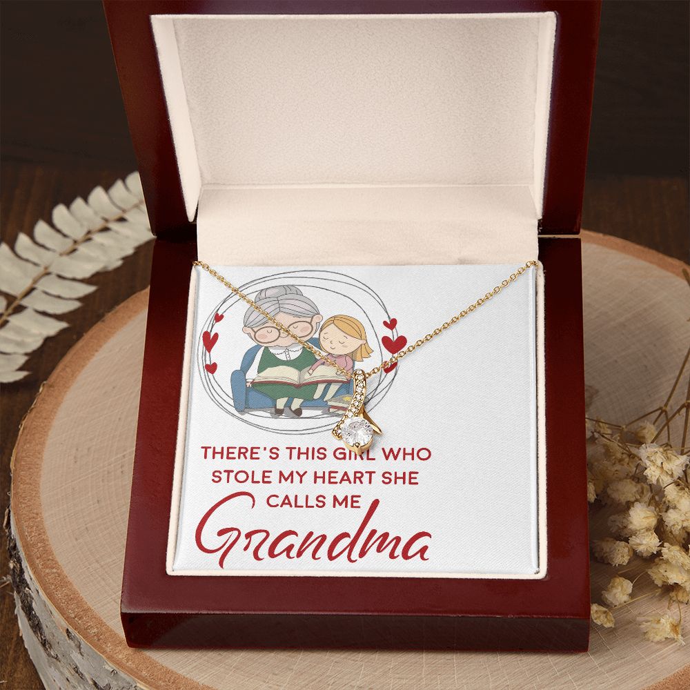 Girl Stole My Haert Calls Me Grandma Alluring Ribbon Necklace-Express Your Love Gifts