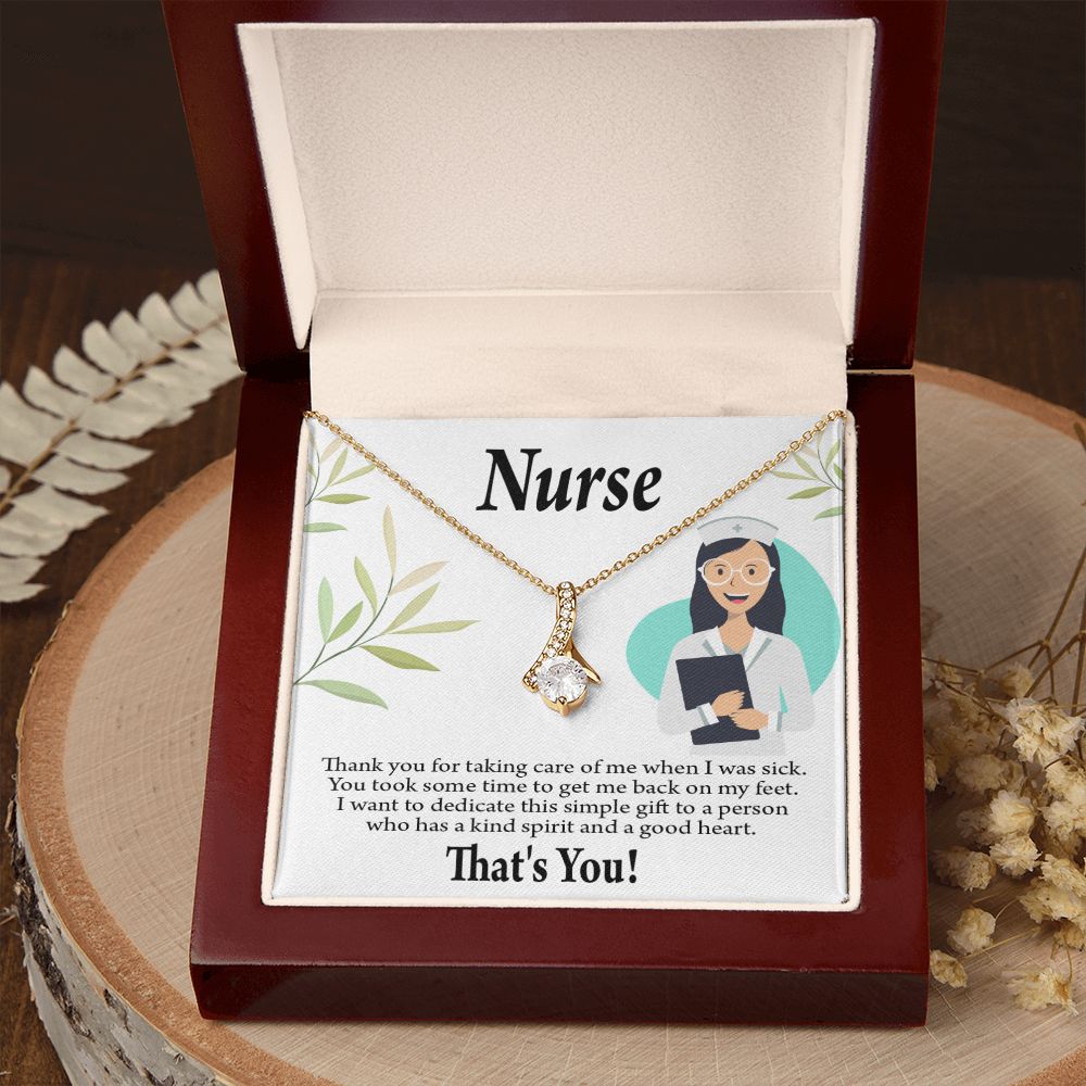 Simple Thank You Nurse Alluring Ribbon Necklace-Express Your Love Gifts