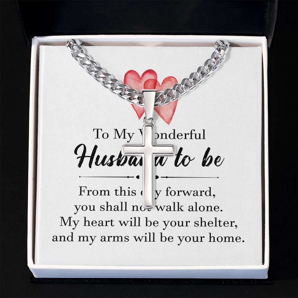 To My Husband To Be Artisan Cross Cuban Chain Link-Express Your Love Gifts