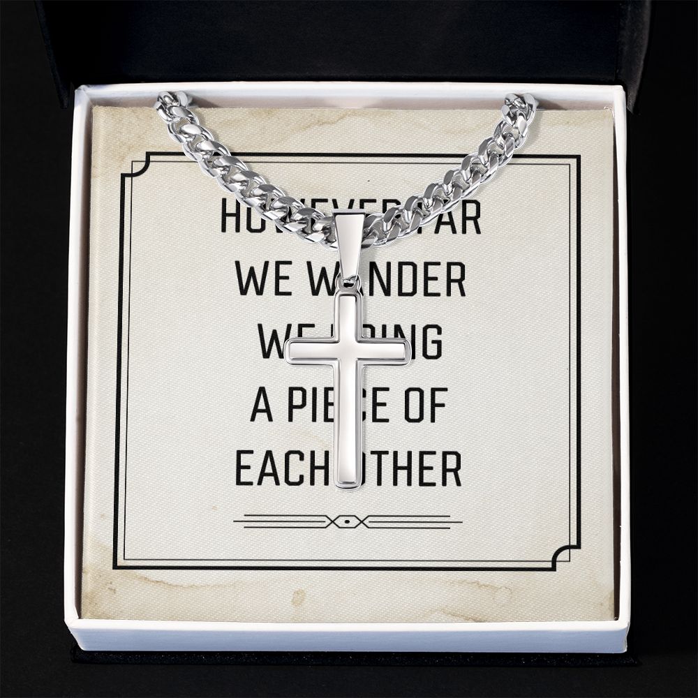 However Far We Wander Artisan Cross Cuban Chain Link-Express Your Love Gifts