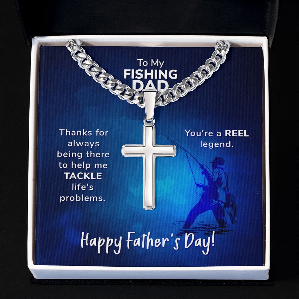 To My Dad Thanks For Always Being There Artisan Cross Cuban Chain Link-Express Your Love Gifts