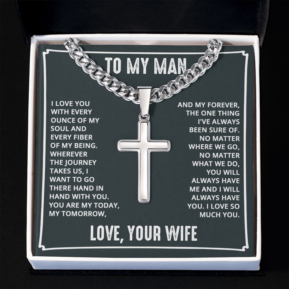 To My Husband I Love You With Every Ounce Artisan Cross Cuban Chain Link-Express Your Love Gifts