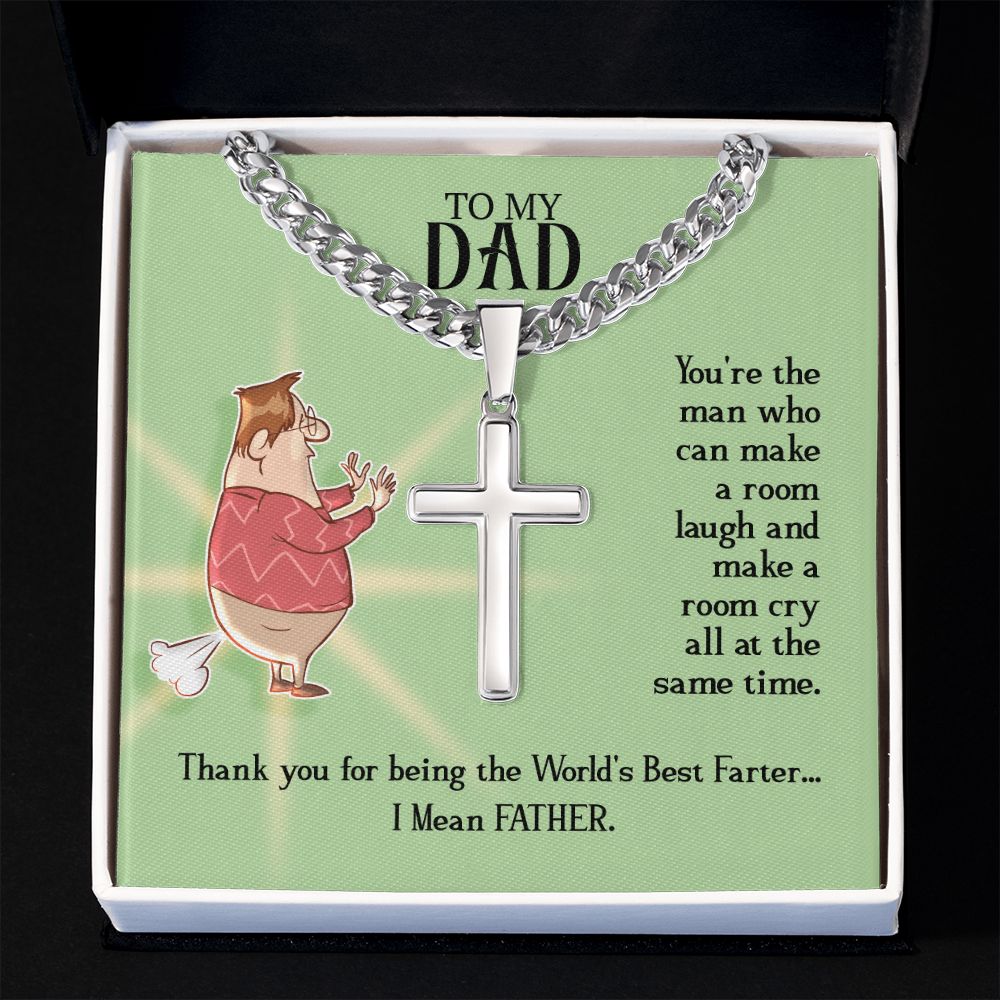 To My Dad You're The Man Artisan Cross Cuban Chain Link-Express Your Love Gifts