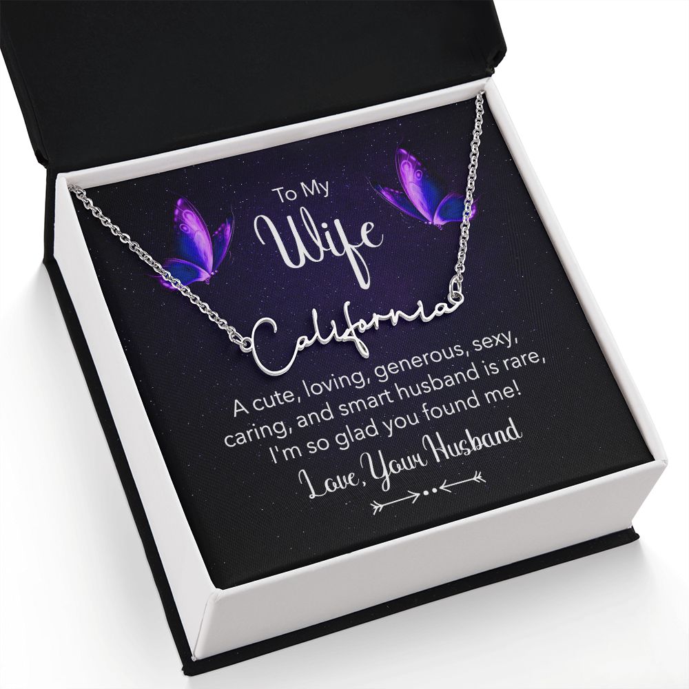 To My Wife A Cute Loving Wife Signature Name Necklace-Express Your Love Gifts