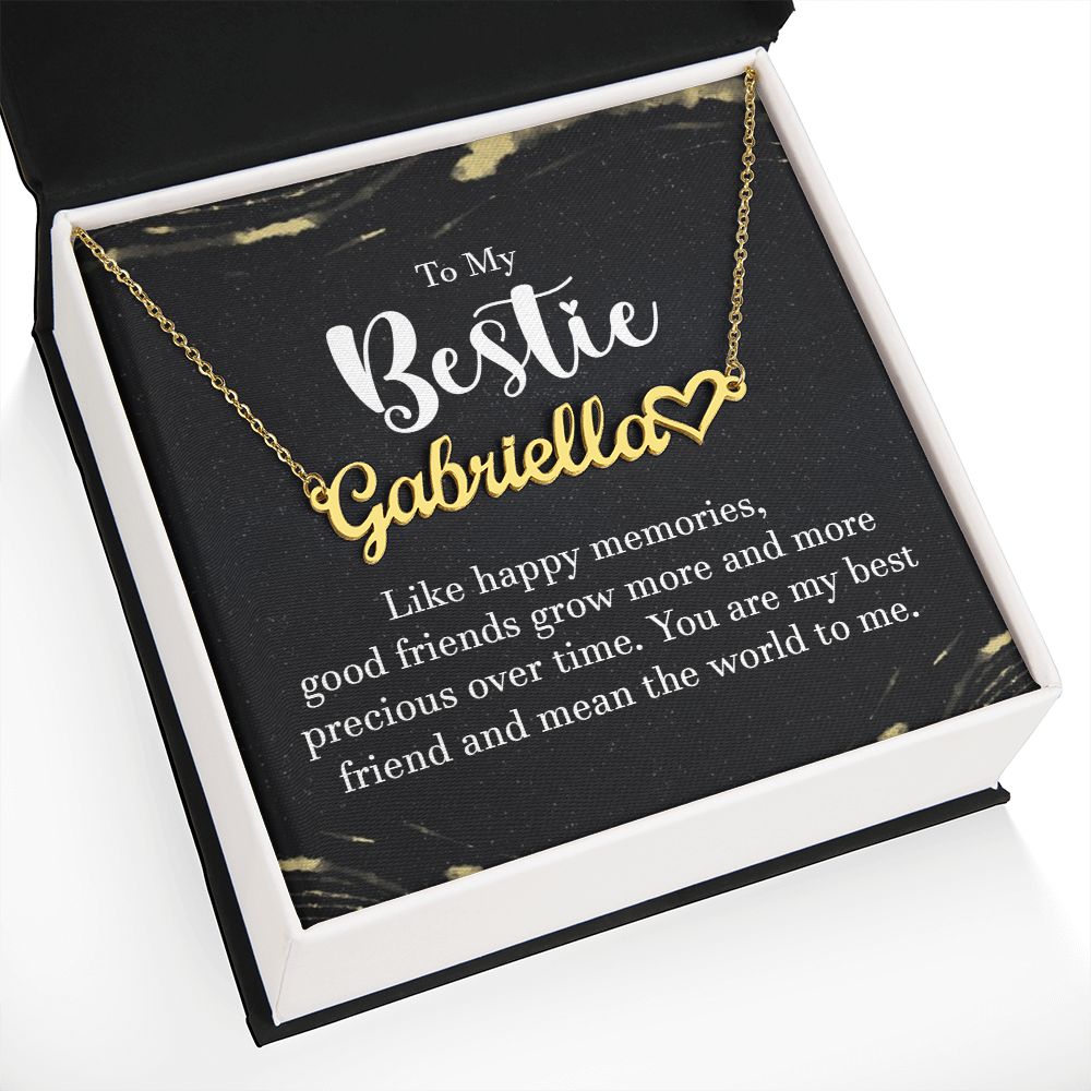 To My Bestie Like Happy Memories Name Necklace With Heart-Express Your Love Gifts