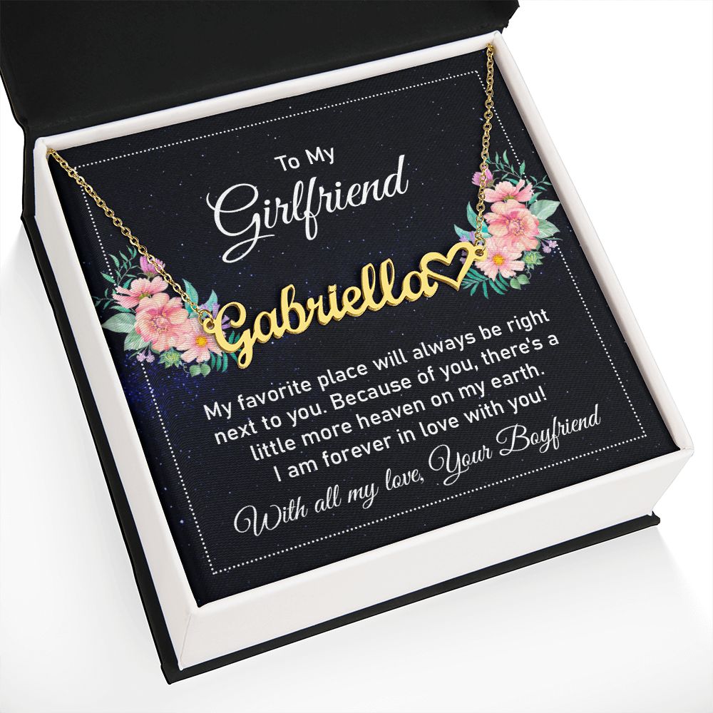 To My Girlfriend My Favorite Place Name Necklace With Heart-Express Your Love Gifts