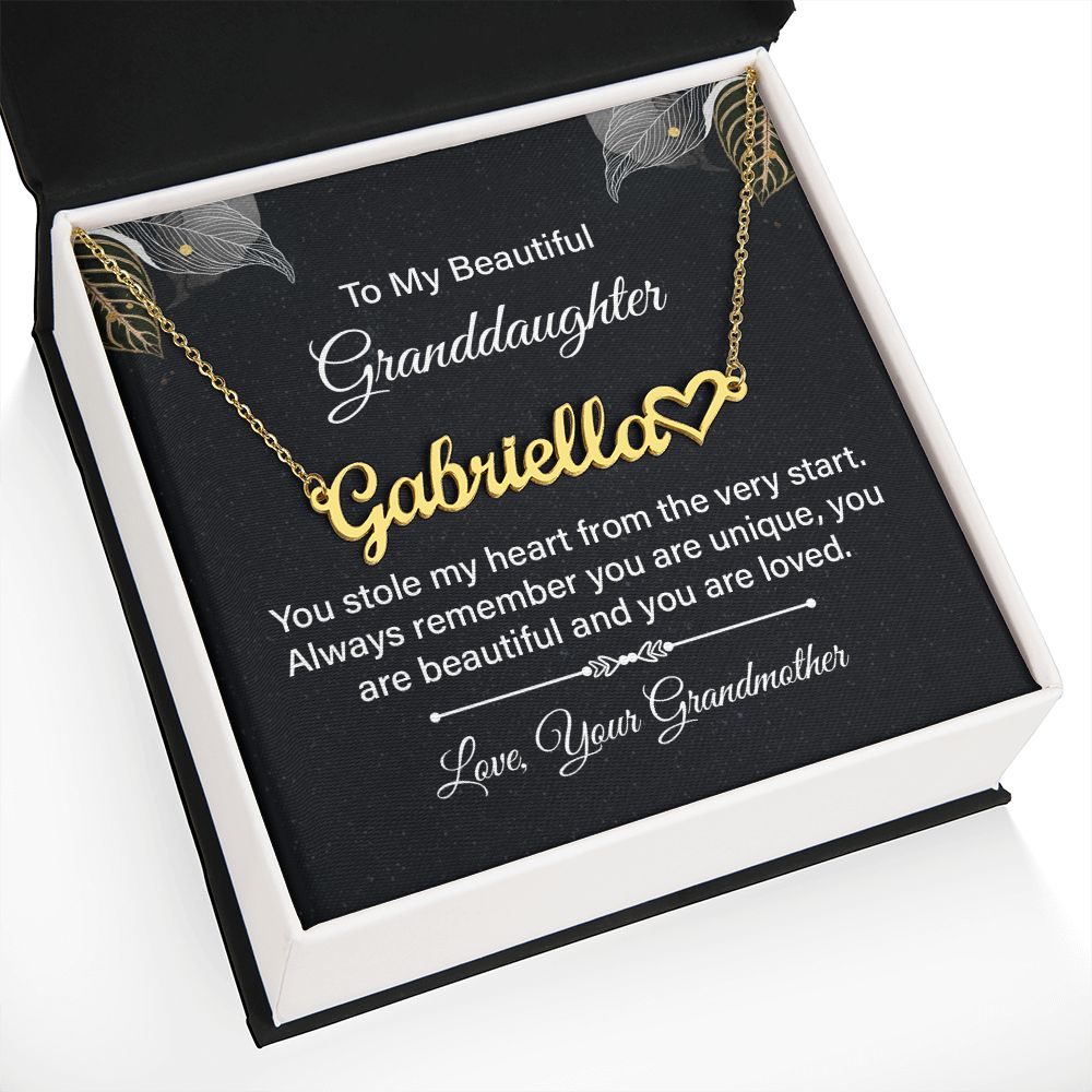To My Granddaughter You Stole My Heart Name Necklace With Heart-Express Your Love Gifts
