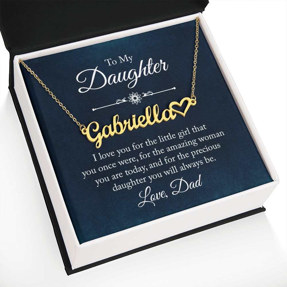 To My Daughter I Love You Name Necklace With Heart-Express Your Love Gifts