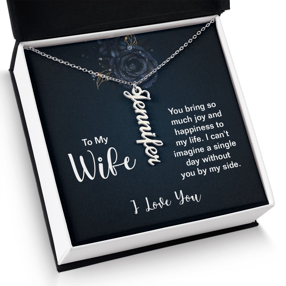 To My Wife Joy and Happiness Vertical Name Necklace-Express Your Love Gifts