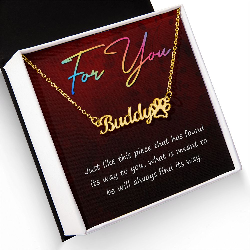 For You Name Necklace With Paw Print-Express Your Love Gifts