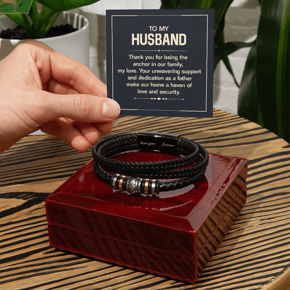 To My Husband Thank You for Being the Anchor in Our Family Love You Forever Bracelet-Express Your Love Gifts