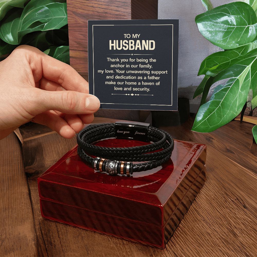To My Husband Thank You for Being the Anchor in Our Family Love You Forever Bracelet-Express Your Love Gifts