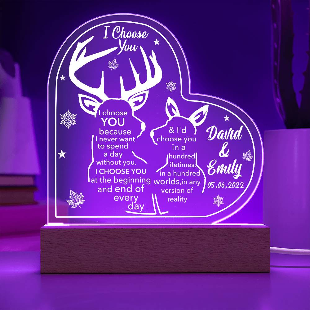 I Choose You Printed Heart Shaped Acrylic Plaque-Express Your Love Gifts