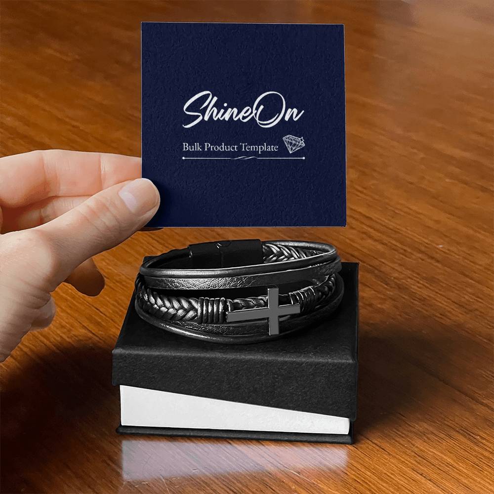 Men's Cross Bracelet - Vegan Leather with Stainless Steel-Express Your Love Gifts