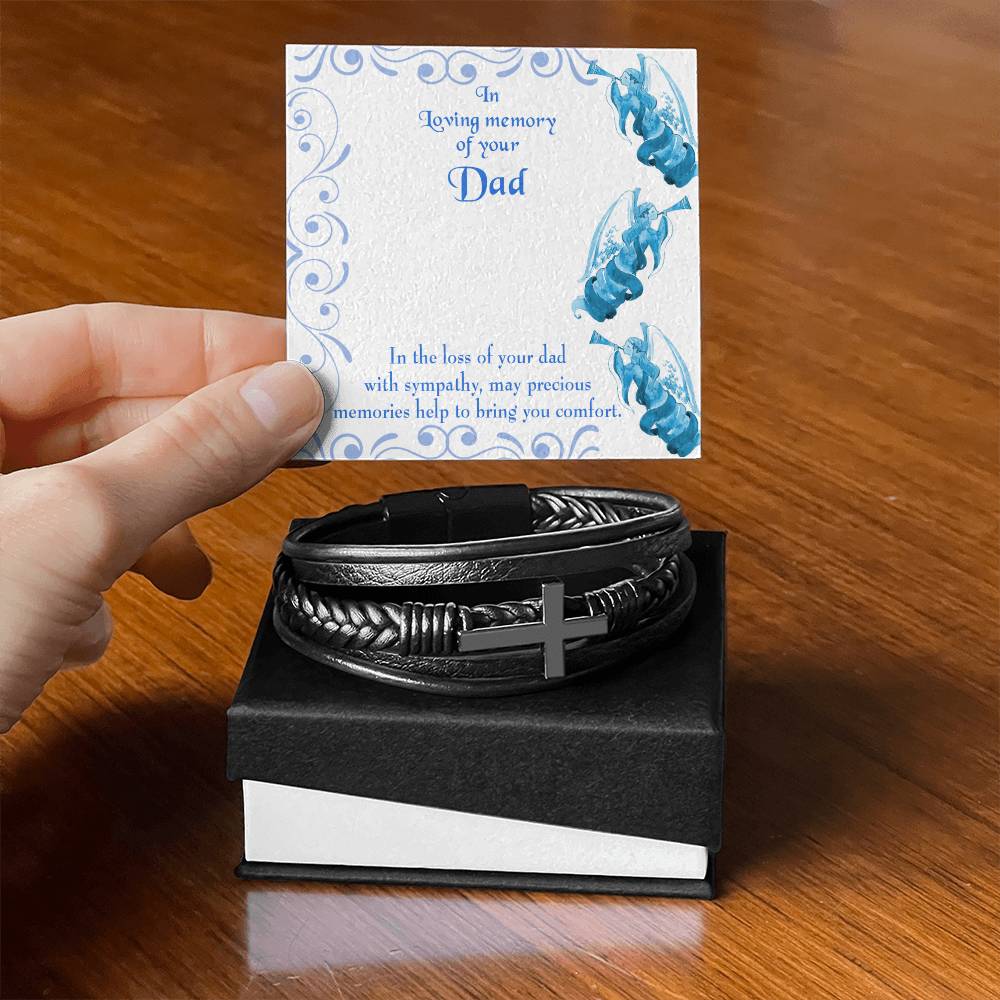 Precious Memories Men's Cross Bracelet - Vegan Leather with Stainless Steel-Express Your Love Gifts