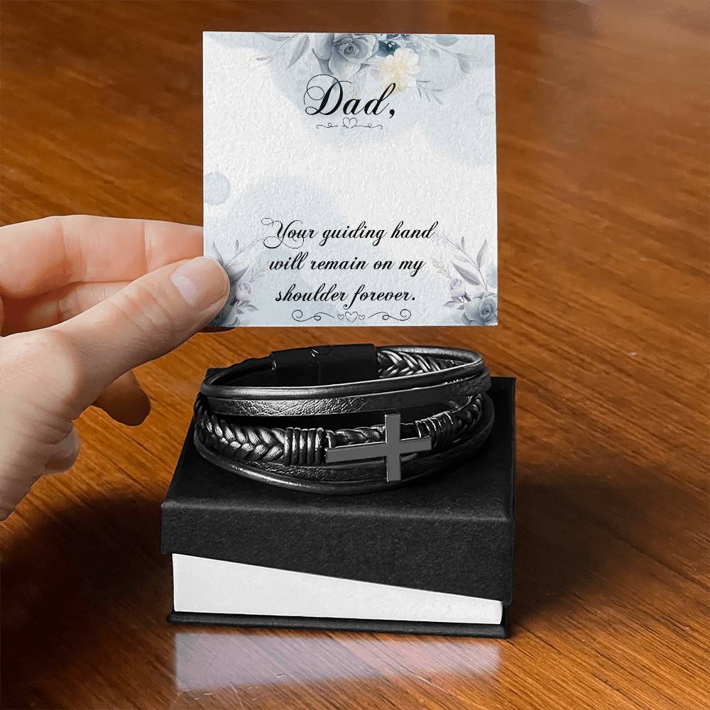Your Guiding Hand Men's Cross Bracelet - Vegan Leather with Stainless Steel-Express Your Love Gifts