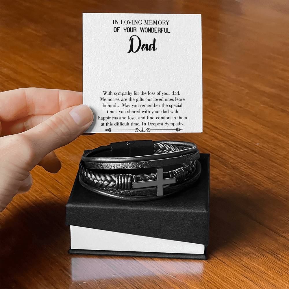 Memories are Gifts Men's Cross Bracelet - Vegan Leather with Stainless Steel-Express Your Love Gifts