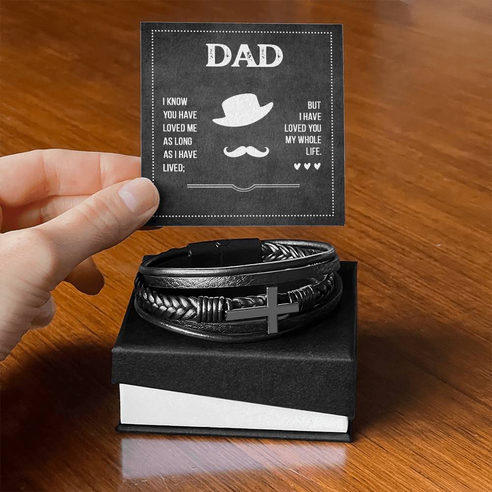 Dad I Know You Have Loved Me Men's Cross Bracelet - Vegan Leather with Stainless Steel-Express Your Love Gifts