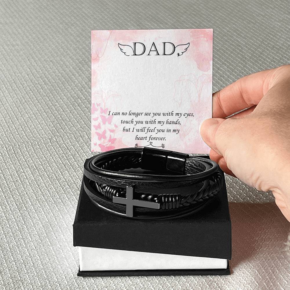 I Can No Longer Men's Cross Bracelet - Vegan Leather with Stainless Steel-Express Your Love Gifts
