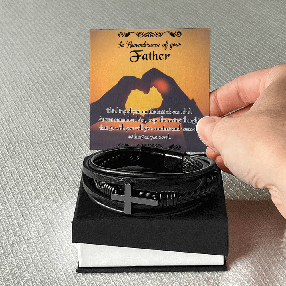 Thinking of You Men's Cross Bracelet - Vegan Leather with Stainless Steel-Express Your Love Gifts