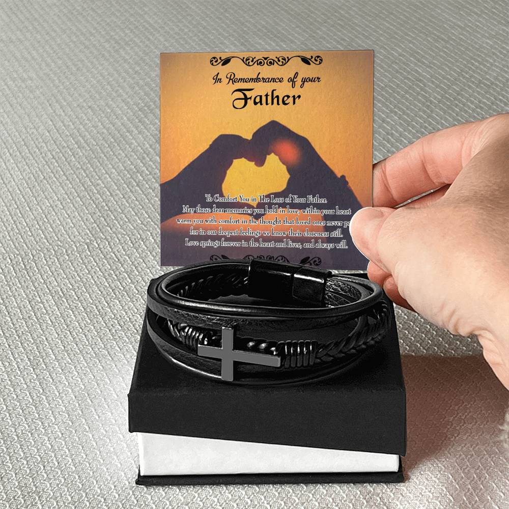 To Comfort You Men's Cross Bracelet - Vegan Leather with Stainless Steel-Express Your Love Gifts