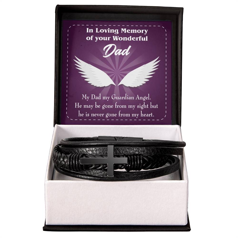My Dad My Guardian Men's Cross Bracelet - Vegan Leather with Stainless Steel-Express Your Love Gifts