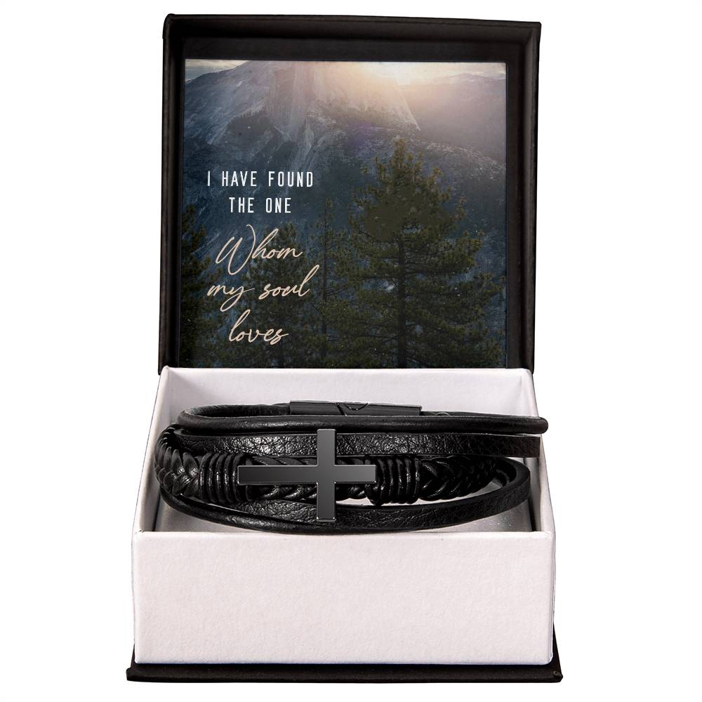 I Have Found the One Men's Cross Bracelet - Vegan Leather with Stainless Steel-Express Your Love Gifts