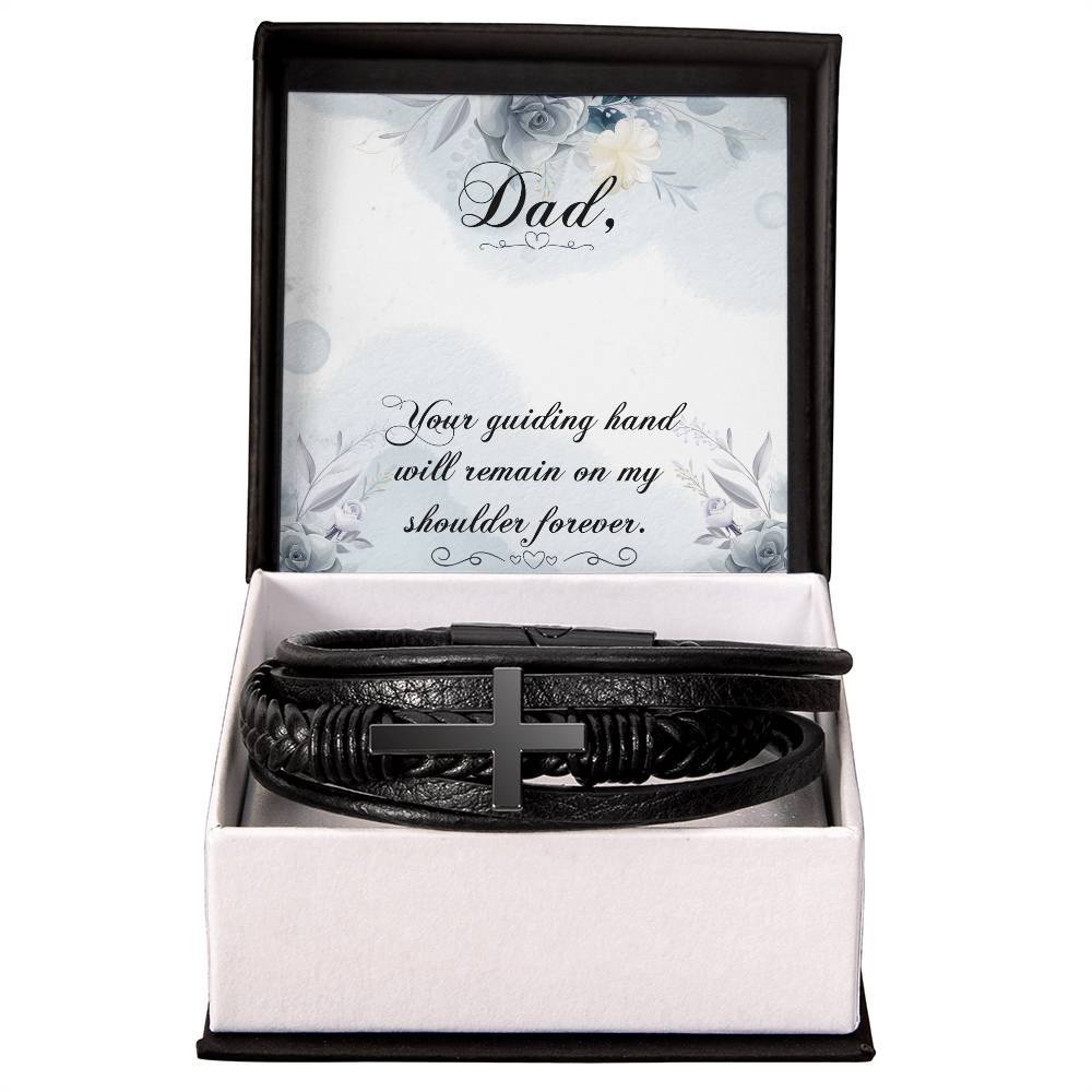 Your Guiding Hand Men's Cross Bracelet - Vegan Leather with Stainless Steel-Express Your Love Gifts