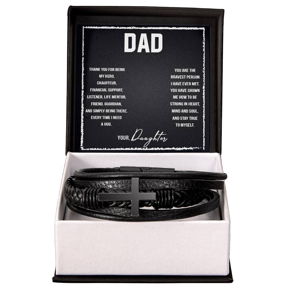 To Dad I Love You So Much Men's Cross Bracelet - Vegan Leather with Stainless Steel-Express Your Love Gifts