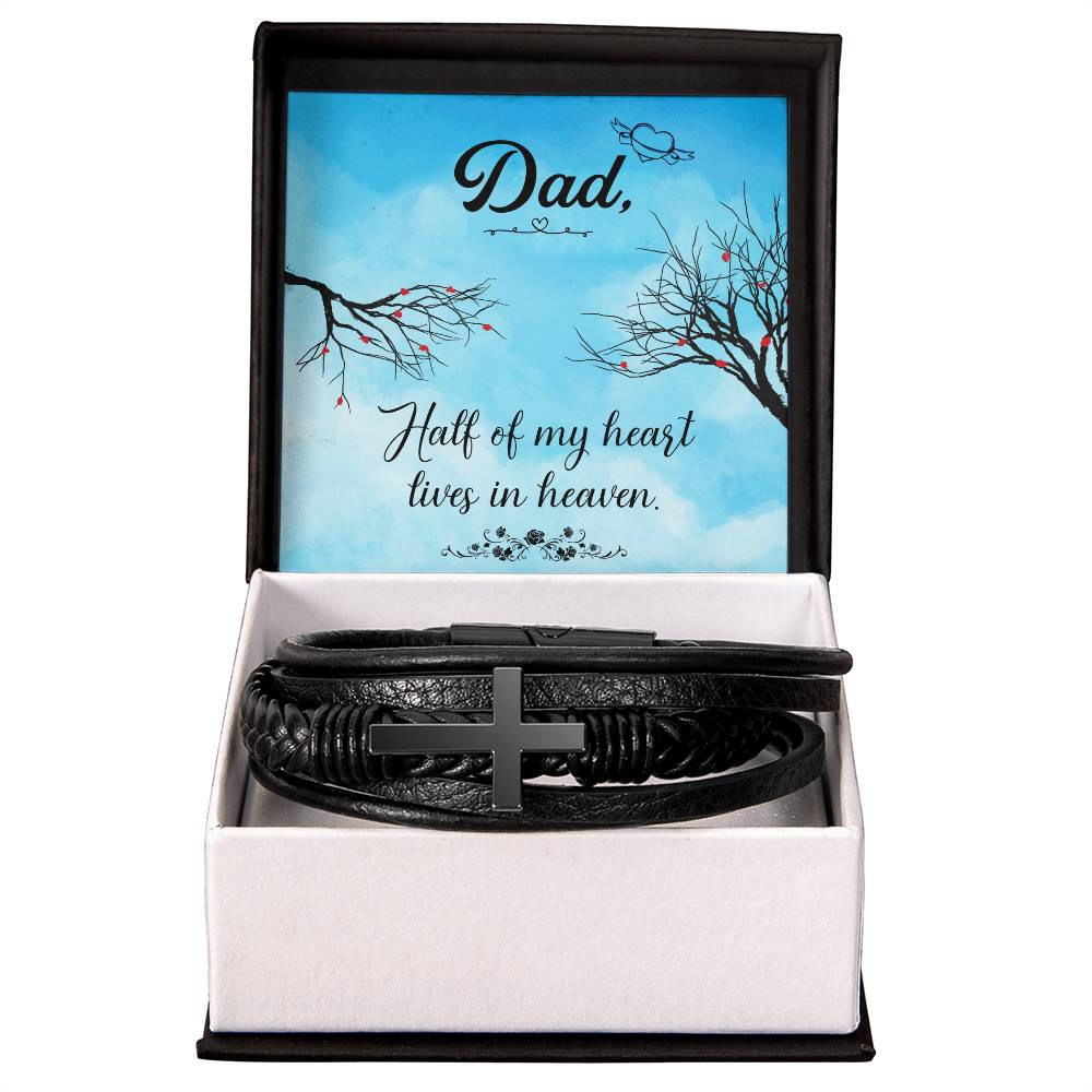Half of My Heart Men's Cross Bracelet - Vegan Leather with Stainless Steel-Express Your Love Gifts