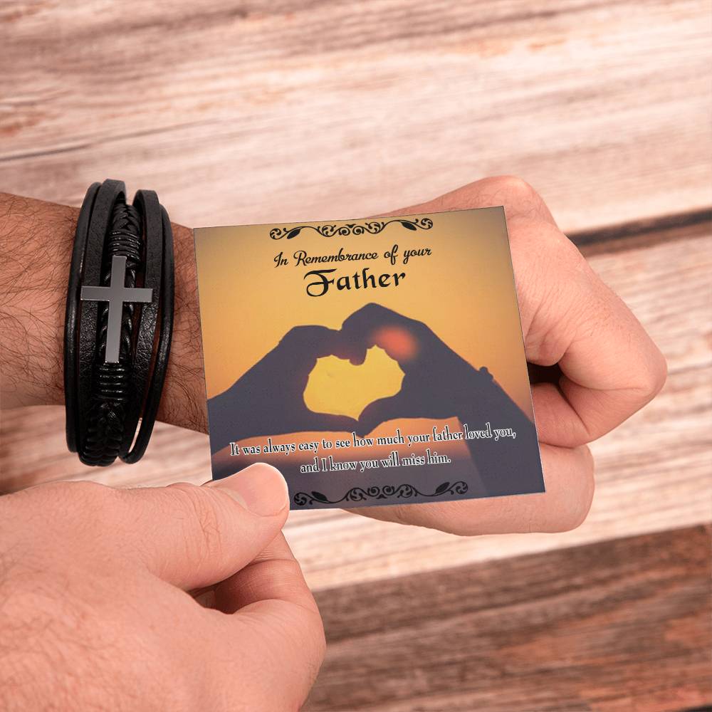 Easy to See Men's Cross Bracelet - Vegan Leather with Stainless Steel-Express Your Love Gifts