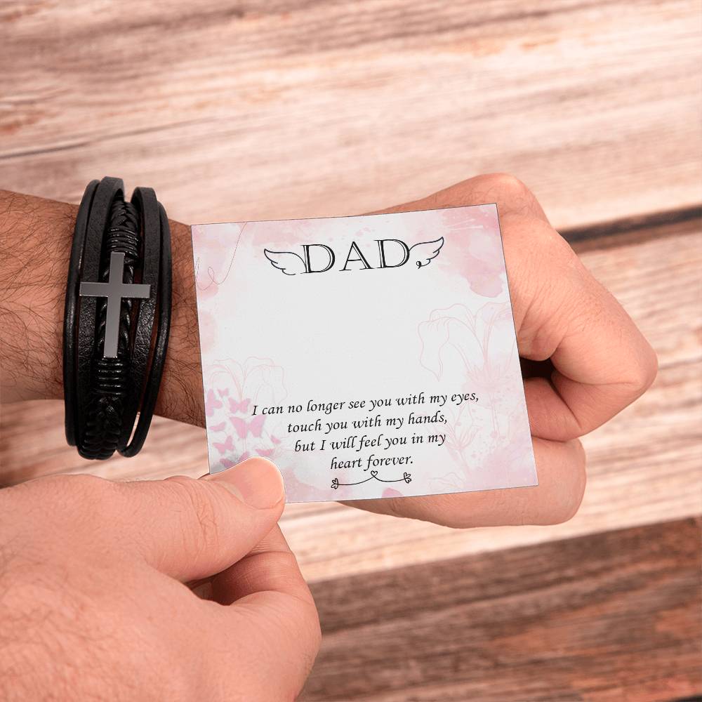I Can No Longer Men's Cross Bracelet - Vegan Leather with Stainless Steel-Express Your Love Gifts