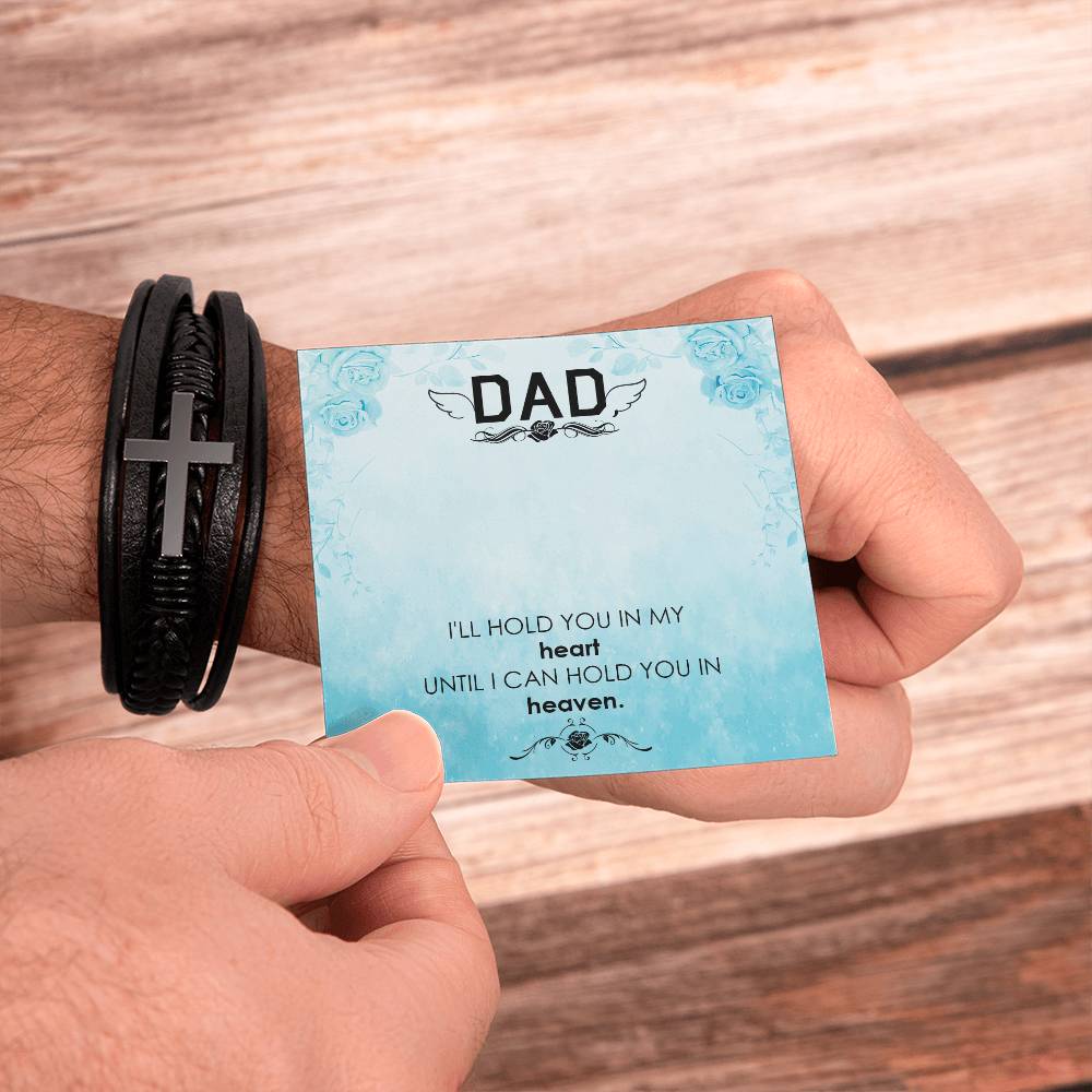 I"ll Hold You Men's Cross Bracelet - Vegan Leather with Stainless Steel-Express Your Love Gifts