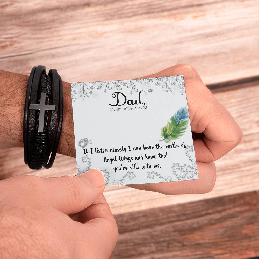 If I Listen Closely Men's Cross Bracelet - Vegan Leather with Stainless Steel-Express Your Love Gifts
