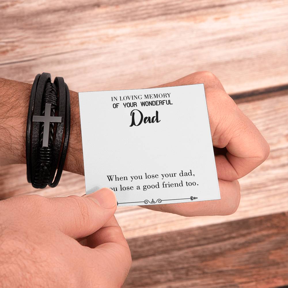 Your Dad Your Friend Men's Cross Bracelet - Vegan Leather with Stainless Steel-Express Your Love Gifts