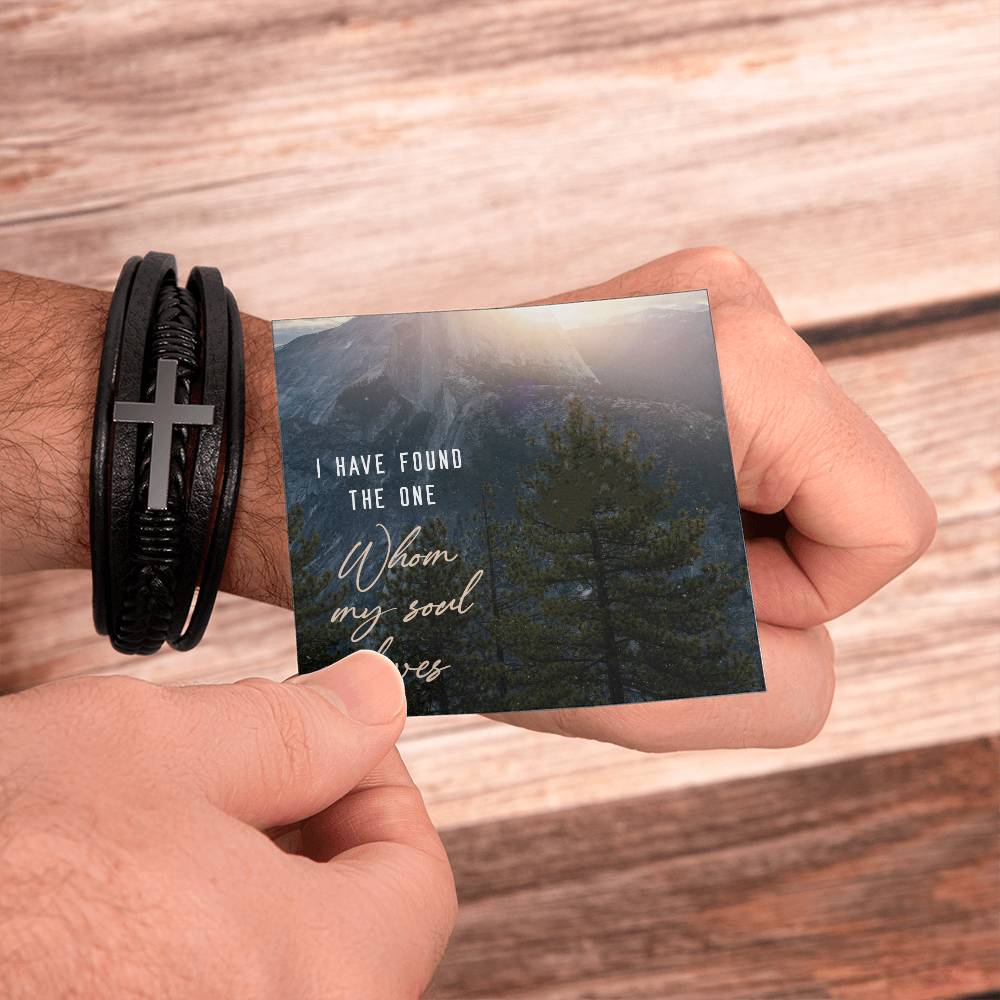 I Have Found the One Men's Cross Bracelet - Vegan Leather with Stainless Steel-Express Your Love Gifts