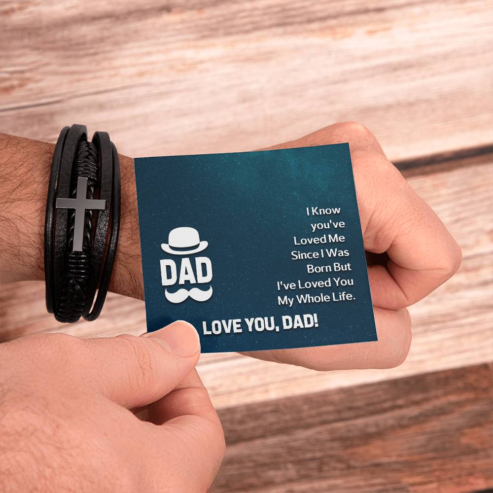 Dad I Know Men's Cross Bracelet - Vegan Leather with Stainless Steel-Express Your Love Gifts