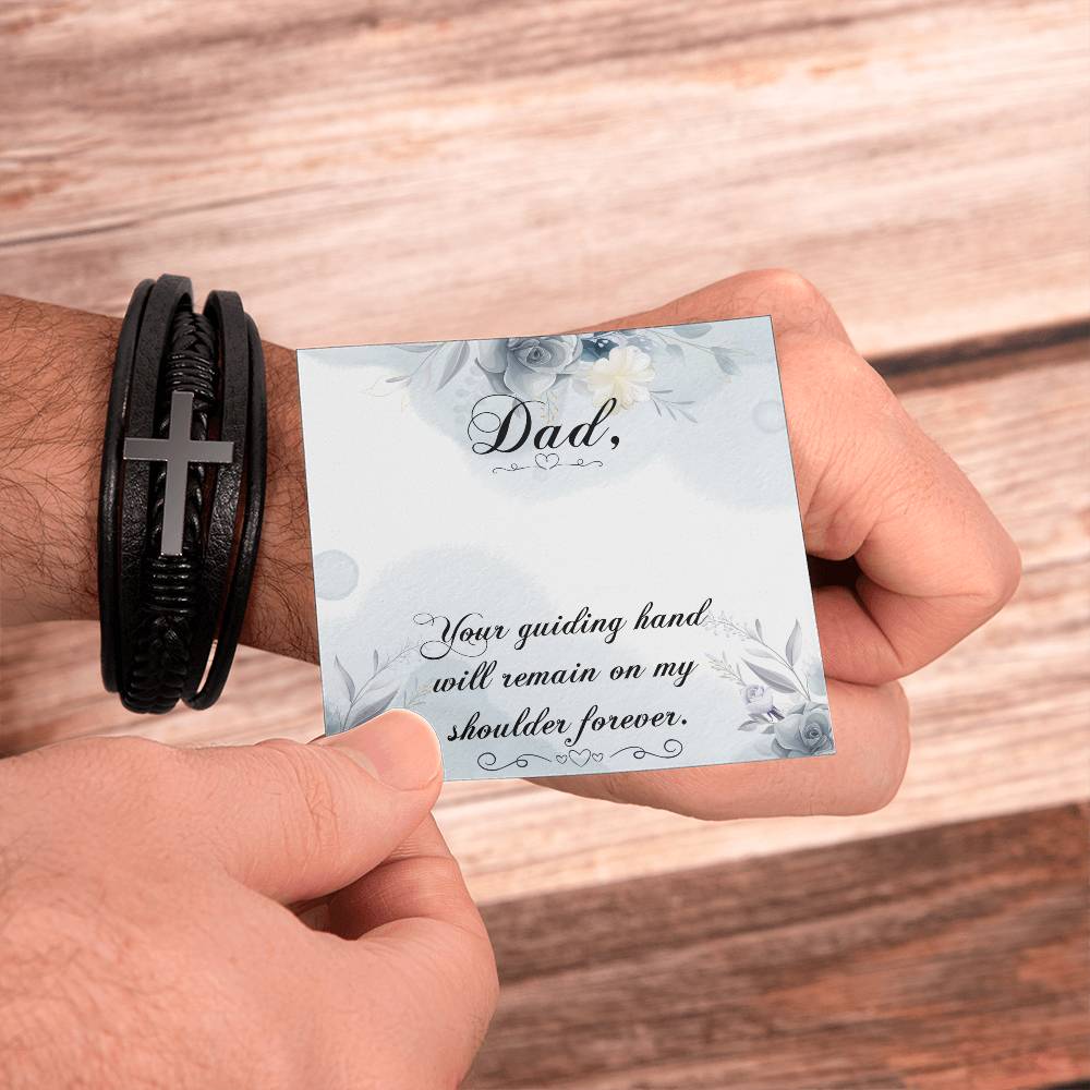 Your Guiding Hand Men's Cross Bracelet - Vegan Leather with Stainless Steel-Express Your Love Gifts