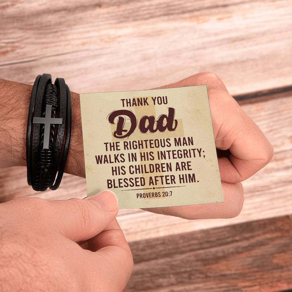 Righteousman Dad Men's Cross Bracelet - Vegan Leather with Stainless Steel-Express Your Love Gifts