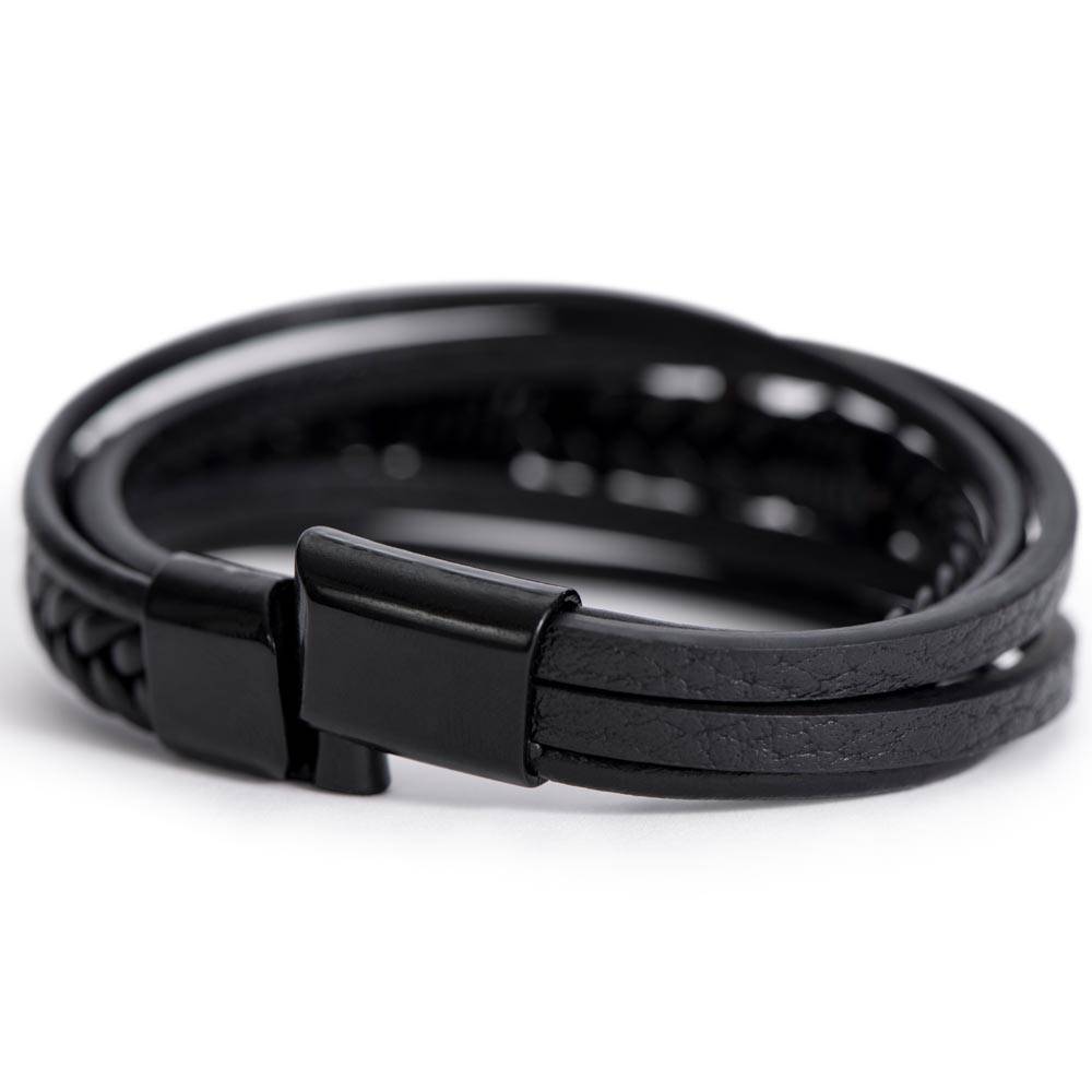You Know It's True Love Men's Cross Bracelet - Vegan Leather with Stainless Steel-Express Your Love Gifts