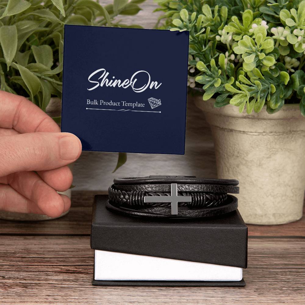 Men's Cross Bracelet - Vegan Leather with Stainless Steel-Express Your Love Gifts